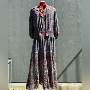 Vintage 1980s Diane Freis Bohemian Maxi Dress